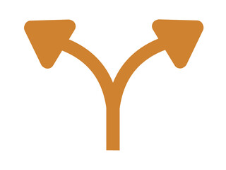 二手に分かれる矢印（オレンジ）