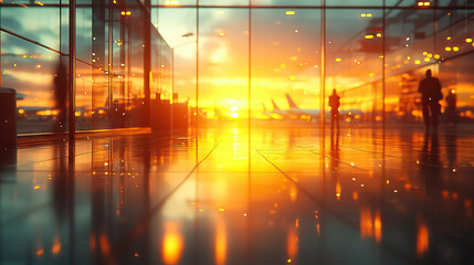 Golden Reflections at the Airport Departure Gate