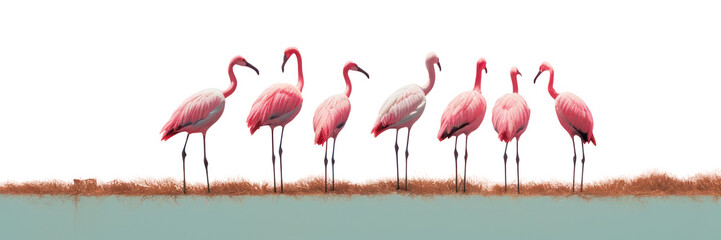 Obraz premium PNG Flock of flamingos animal bird spoonbill.