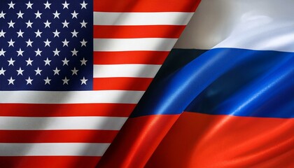 アメリカの国旗とロシアの国旗(America flag & Russian Federatio flag.)
