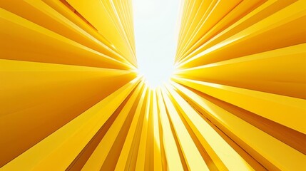 Fototapeta premium Yellowish space with many vertical stripes, rectangular graphics, low angle view, high resolution, vibrant tones, geometric design, photorealistic quality, dynamic composition
