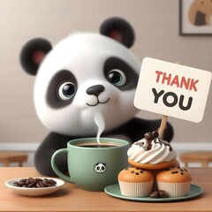 Appreciative Animals, panda holding a "Thank You" sign.