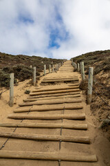 View of the sand ladder at Baker Beach in San Francisco, offering a scenic and challenging pathway...