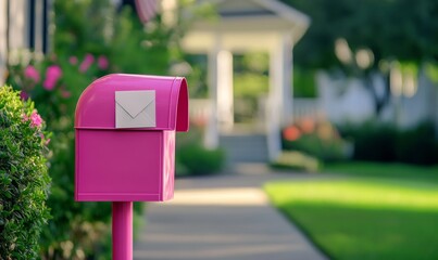 newsletter concept with a pink mailbox with a letter. --ar 5:3 --v 6.1 Job ID: 6204f3e5-7cf2-44b2-869a-06172e7a5fc9