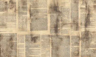 Newspaper print texture in muted tones on recycled kraft paper, showcasing a unique blend of vintage and natural aesthetics