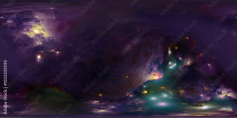 Wall mural seamless 12k hdri skybox of nebula and stars in equirectangular projection for realistic 3d environm