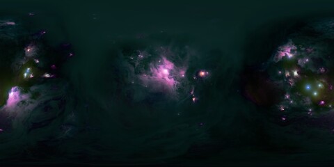 Obraz premium Seamless 12K HDRi Skybox of Nebula and Stars in Equirectangular Projection for Realistic 3D Environment Maps
