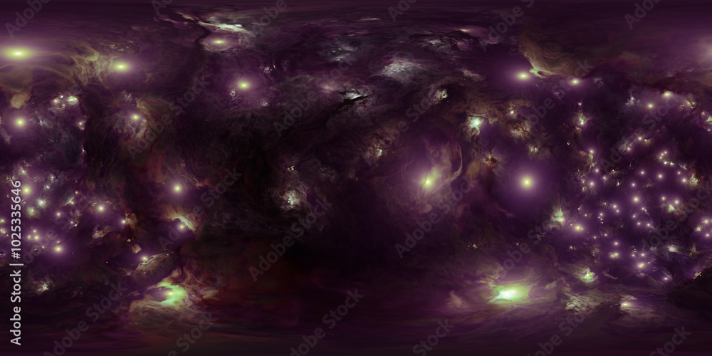 Wall mural 12k hdri 360° space panorama with dusty realistic nebula and starfield - seamless skybox environment