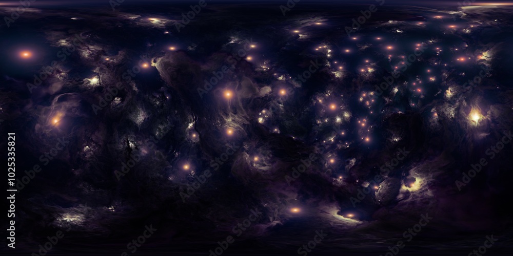 Wall mural 12k hdri 360° space panorama with dusty realistic nebula and starfield - seamless skybox environment