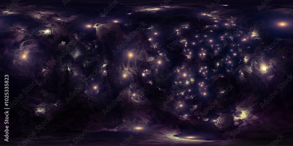 Wall mural 360° dark space hdri with galaxy and nebula textures in high resolution