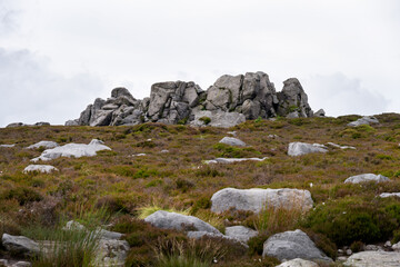 Walking on Barden fell in summer, a rock landscape, Yorkshire dales, England
