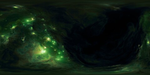 High-resolution HDRi of distant galaxies and green swirling nebulae