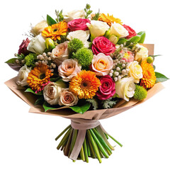 A bouquet of flowers with a floral design isolated on white background