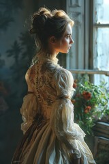 Woman with a beautiful victorian dress