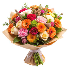 A bouquet of flowers with a floral design isolated on white background