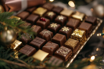 Christmas Chocolates Tray with Delicious Assortment of Luxury Treats for Festive Desserts and Holiday Celebrations
