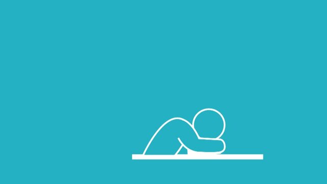 Stickman falls asleep on the desk after working too hard simple video animation template, suitable for your video, business, brand, and etc