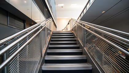 Modern Staircase with Stainless Steel Square Post Cable Rail System
