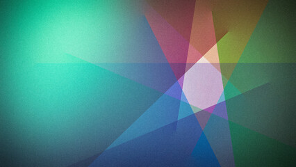 Vibrant abstract 4K geometric composition featuring teal, purple, and green tones with a grainy texture. Ideal for use in backgrounds, banners, and creative designs