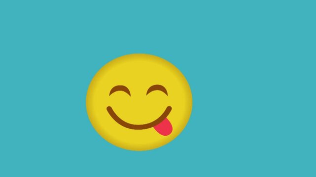 Yummy face emoticon icon flat animation video template simple, Easy to use in any video.