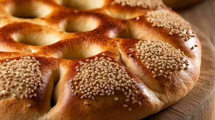 freshly baked bread sesame on it