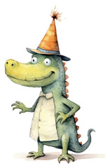 Obraz premium PNG Cute alligator animal reptile cartoon.