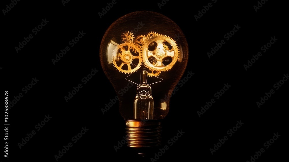Aufkleber a light bulb with interlocking gears inside