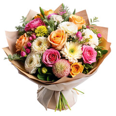 A bouquet of flowers with a floral design isolated on white background