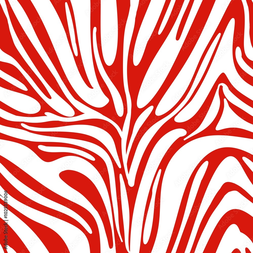 Poster White Big Zebra Pattern with Red Background