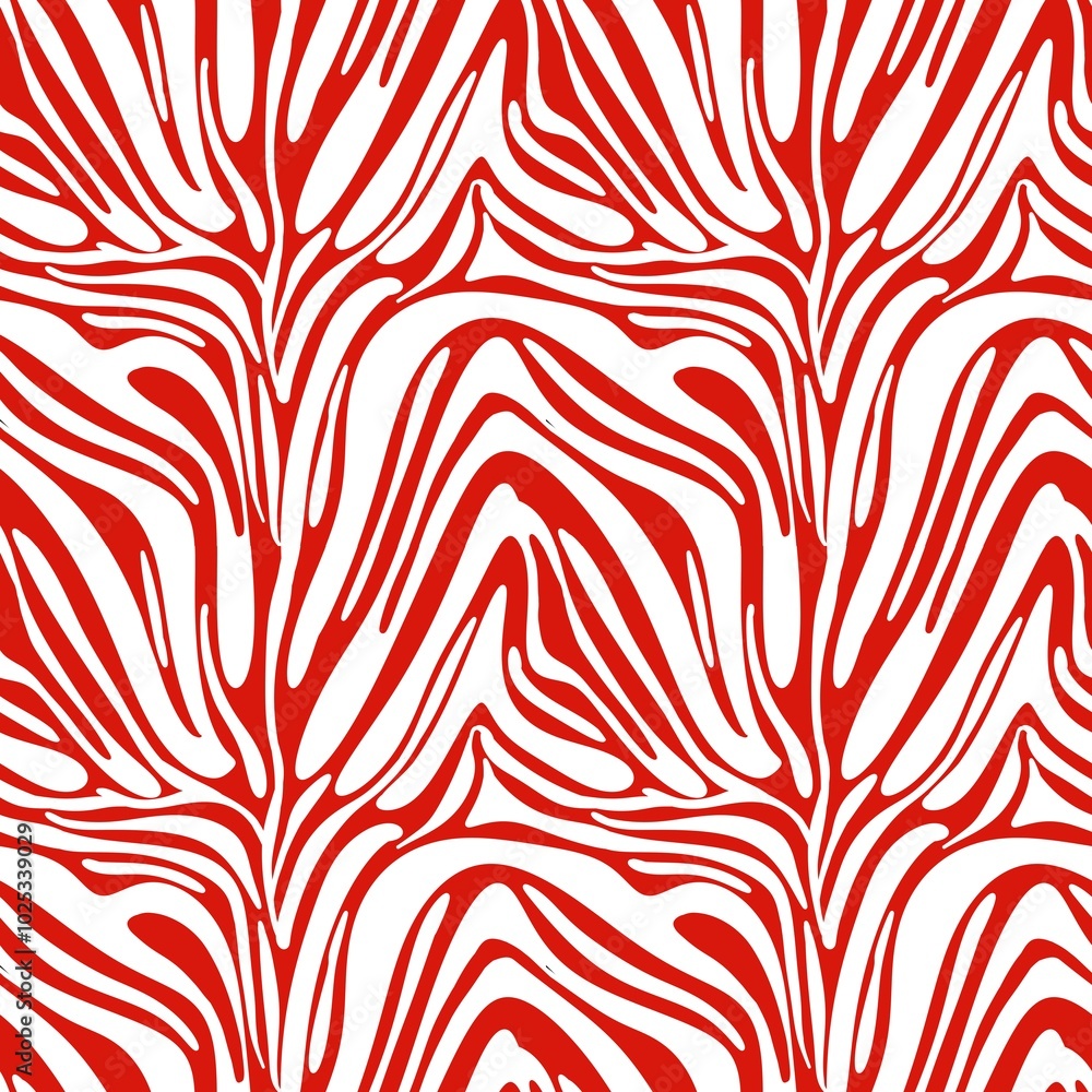 Poster White Small Zebra Pattern with Red Background
