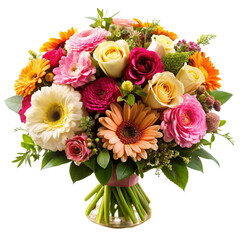 A bouquet of flowers with a floral design isolated on white background