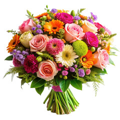 A bouquet of flowers with a floral design isolated on white background