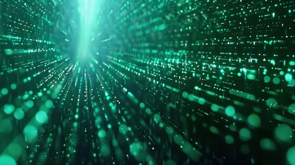 Obraz premium Abstract Green and White Lights in a Grid Pattern