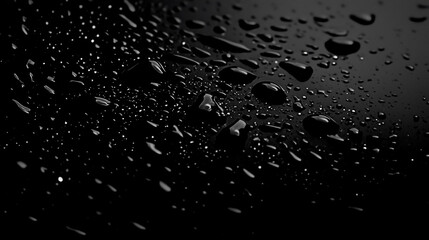 Fototapeta premium Black Background with Water Drops, Monochrome Minimalist Fashion Modern Texture for Design