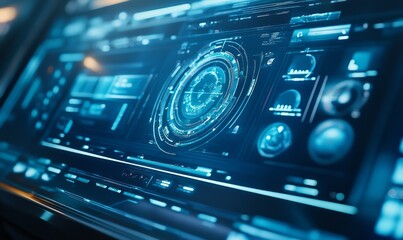 Obraz premium Futuristic HR interface over blue