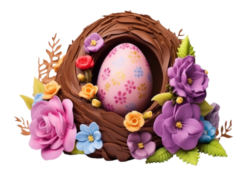 PNG Easter egg flower nest white background.