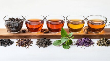 For breakfast or dinner, a white background displays a cup of tea.