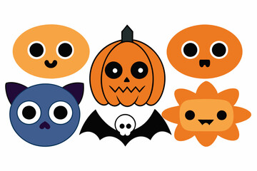 Retro Halloween Clipart Icons Set | Vector Art and Sublimation Designs.with white background