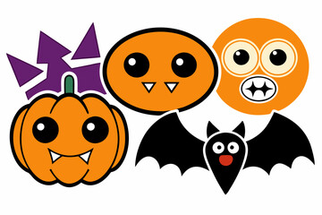 Retro Halloween Clipart Icons Set | Vector Art and Sublimation Designs.with white background
