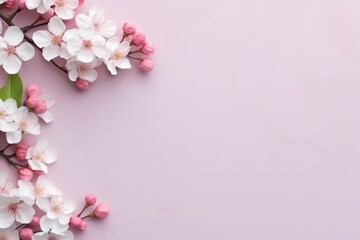 Pink flowers against a soft pastel background. Spring background with copy space