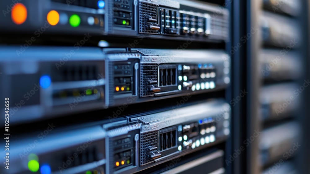 Poster close-up of server racks in a data center