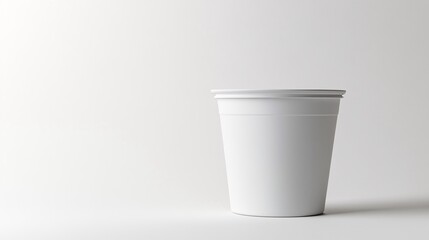 A single white plastic cup isolated on a white background. Generative ai
