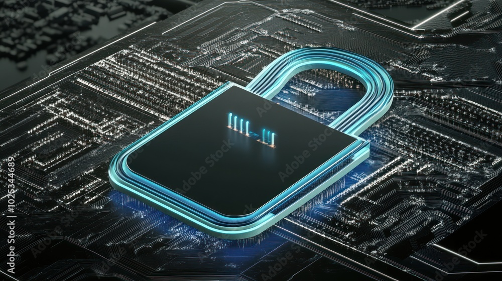 Poster A Cyber Security Lock on a Circuit Board