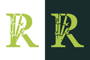 bamboo design with a creative concept of the letter r combination