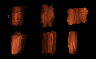 Fototapeta premium brown xray color brush stroke collection, isolated, shapes and blob, stylized paint