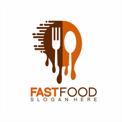 Fast food logo design with spoon and fork symbol illustration.