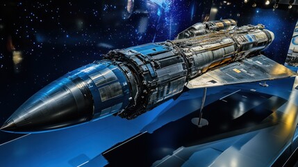 A Close-up of a Spacecraft Displayed Against a Starry Background