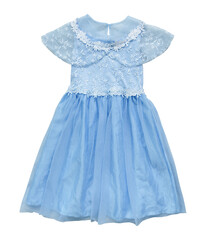 Blue dress for child girls isolated on transparent background, PNG File