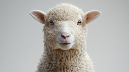 A sheep with a white face is smiling