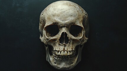 Fototapeta premium A skull is shown in a black background